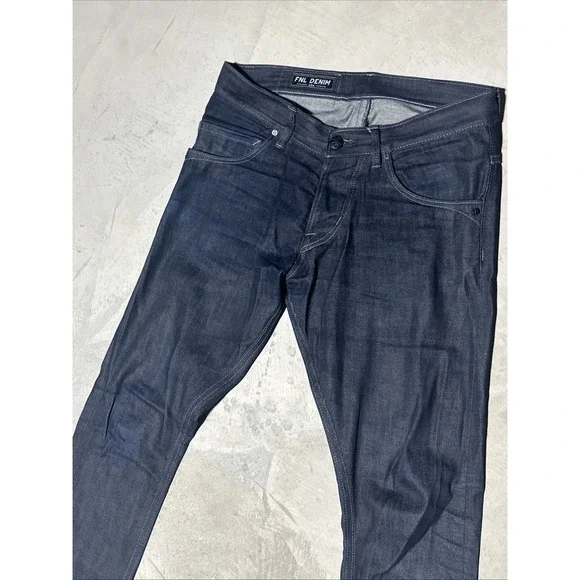 FNL Denim Selvedge Jeans Dark Wash SZ 34x34 Slim Skinny USA Made No. 29